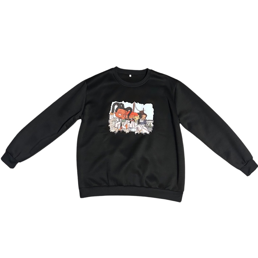 Black Sweatshirt featuring Adorable Black Girl Cartoon Characters